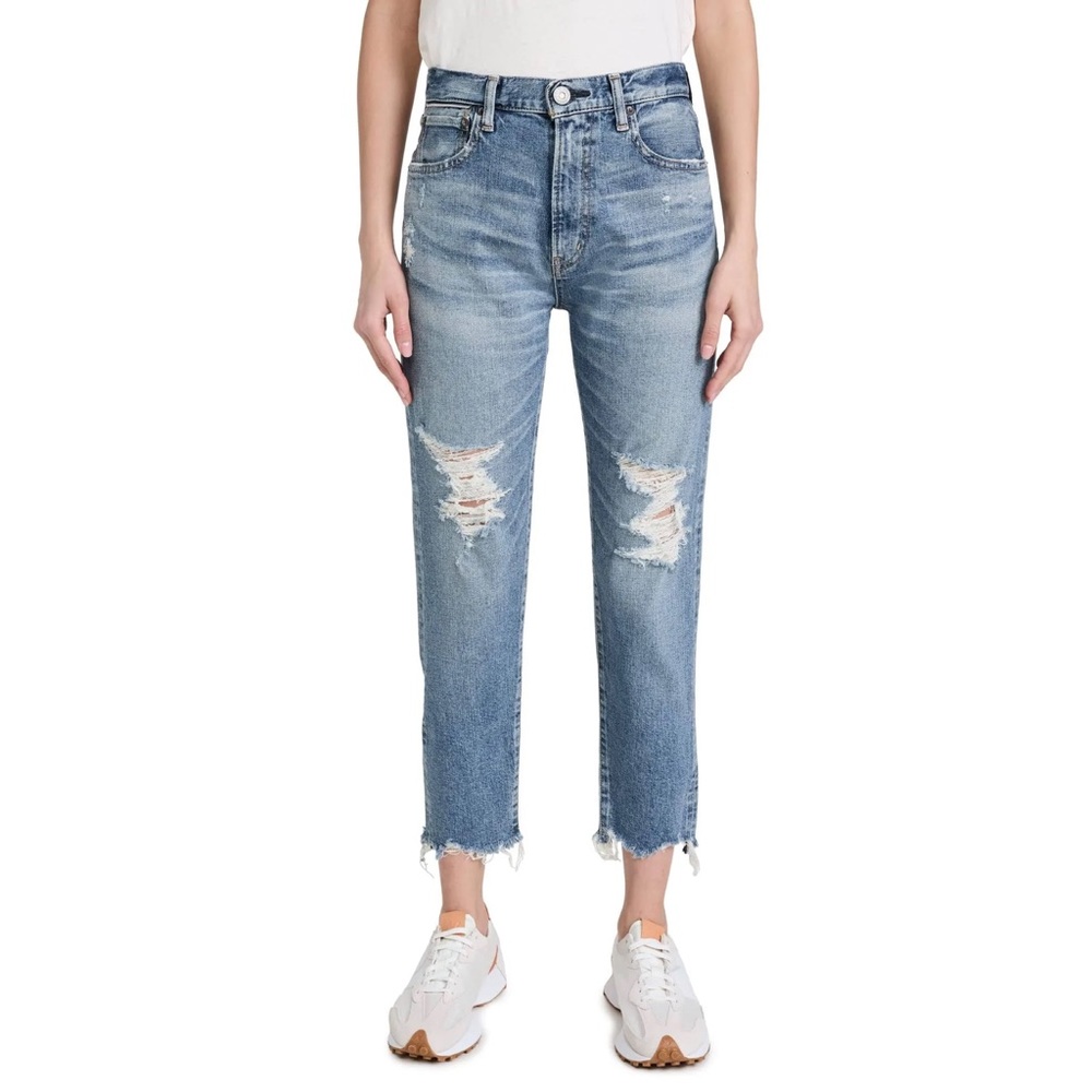 NWT moussy stretch ripped light wash relaxed fit cropped jeans